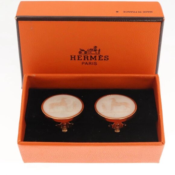 HERMES Earring metal Gold Tone Auth am8309 - Picture 3 of 9